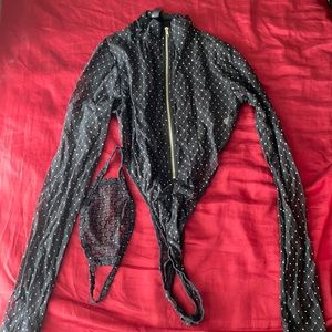 3 piece black see through outfit